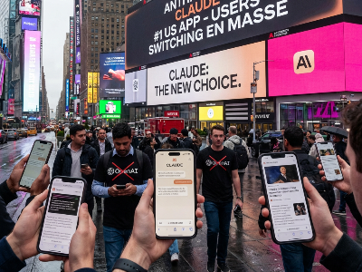 大批OpenAI用户转投Anthropic，后者登顶美国APP下载榜