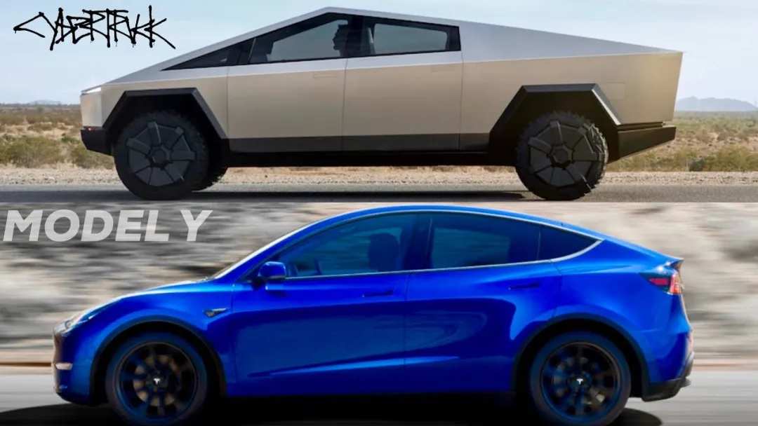 Cybertruck 与 Model Y 对比图 来源:YouTube。