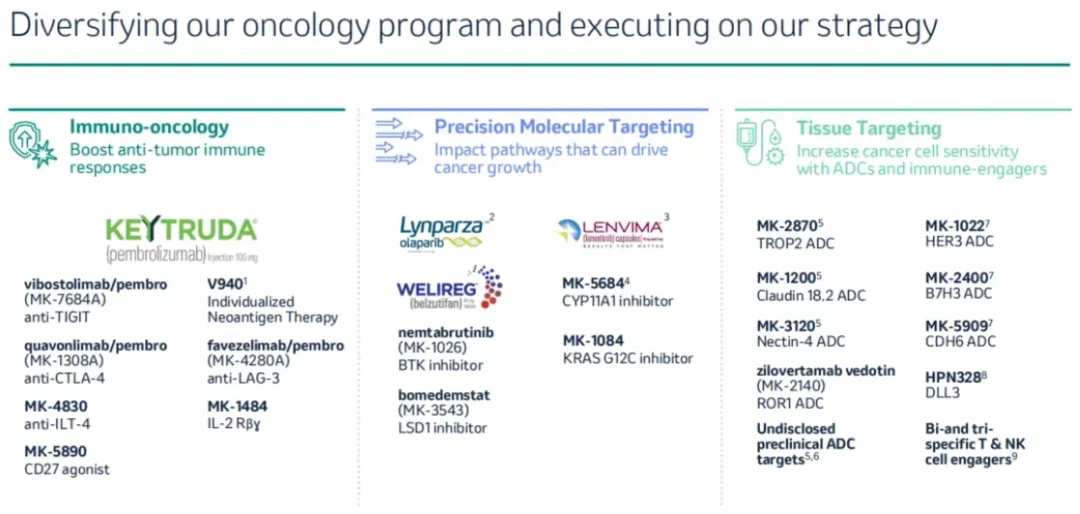 图：默沙东肿瘤管线布局，来源：公司公告