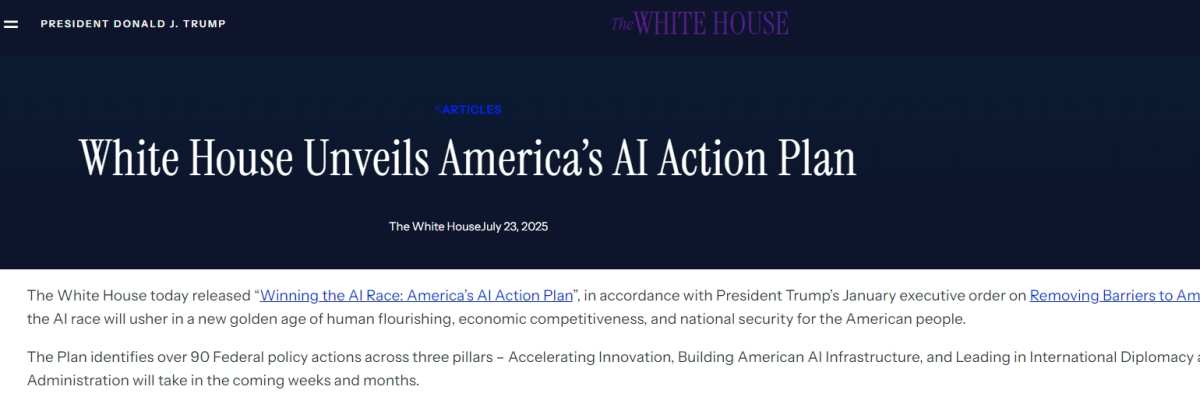 The White House has released an artificial intelligence action plan ...