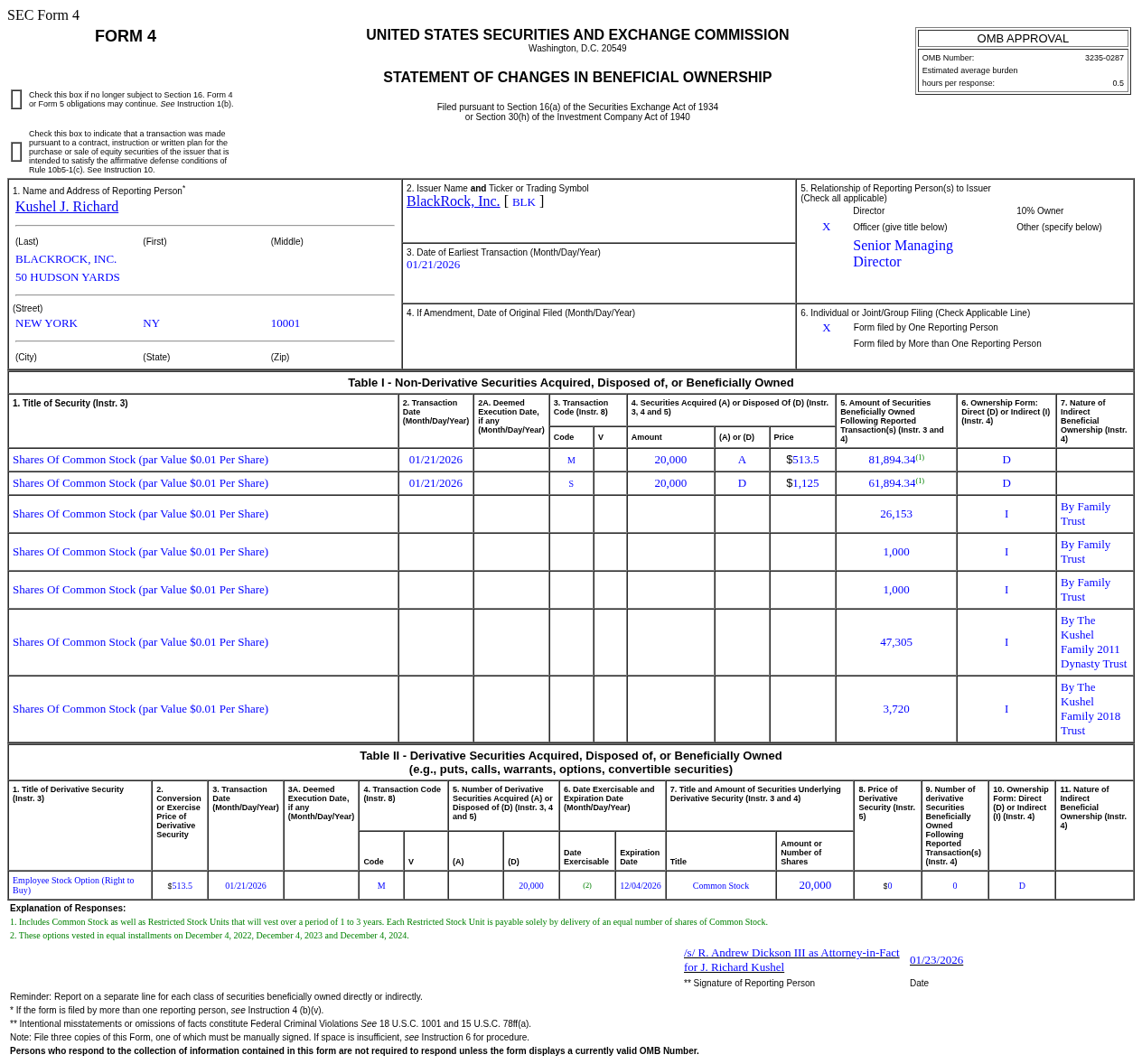 Blackrock(BLK.US) Officer Sells US$22.5 Million in Common Stock